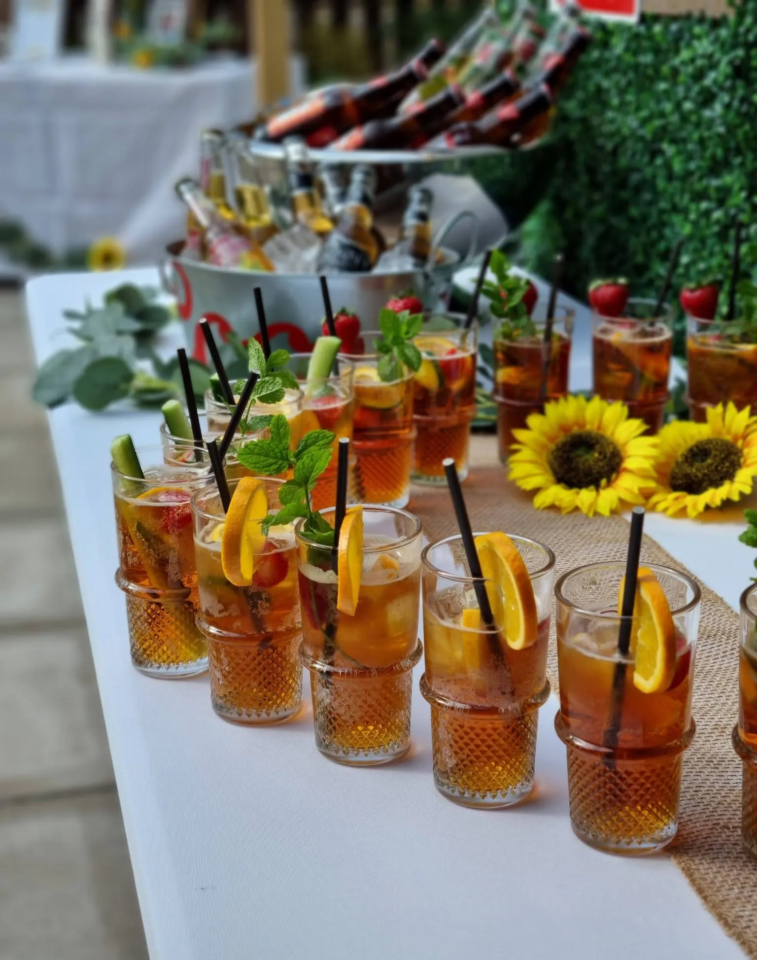 Trays of drinks ready for a reception